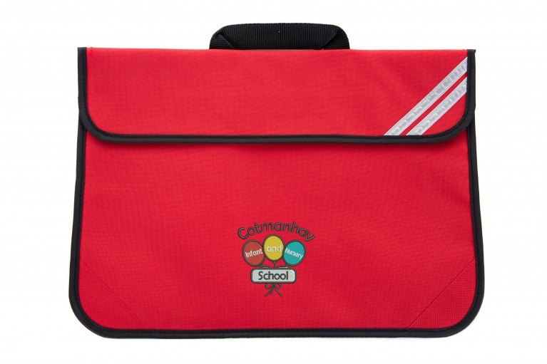 Red Short Handle Bookbag with Logo
