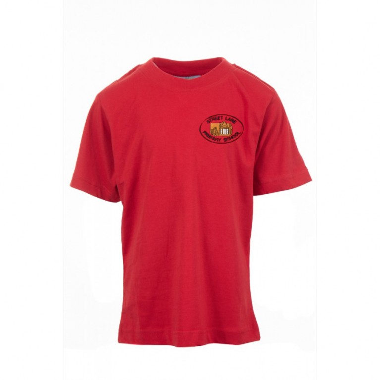 Red P.E T-Shirt - with logo