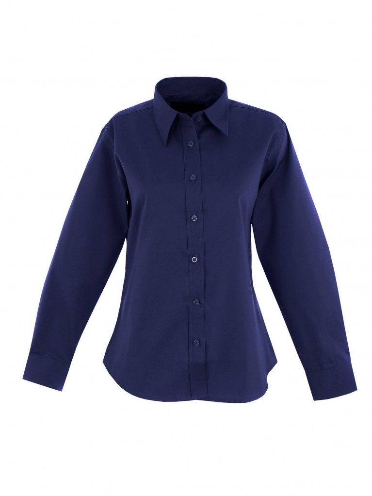 Ladies Long Sleeve Pinpoint Oxford Shirt embroidered with school logo