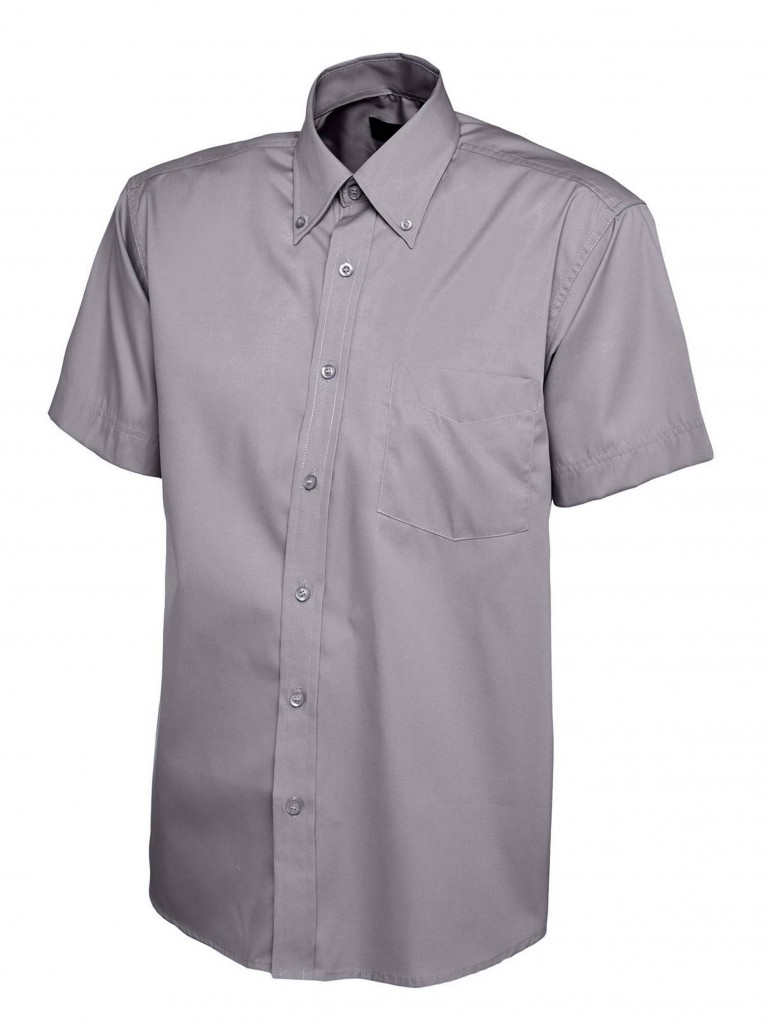 Mens Short Sleeve Pinpoint Oxford Shirt embroidered with school logo