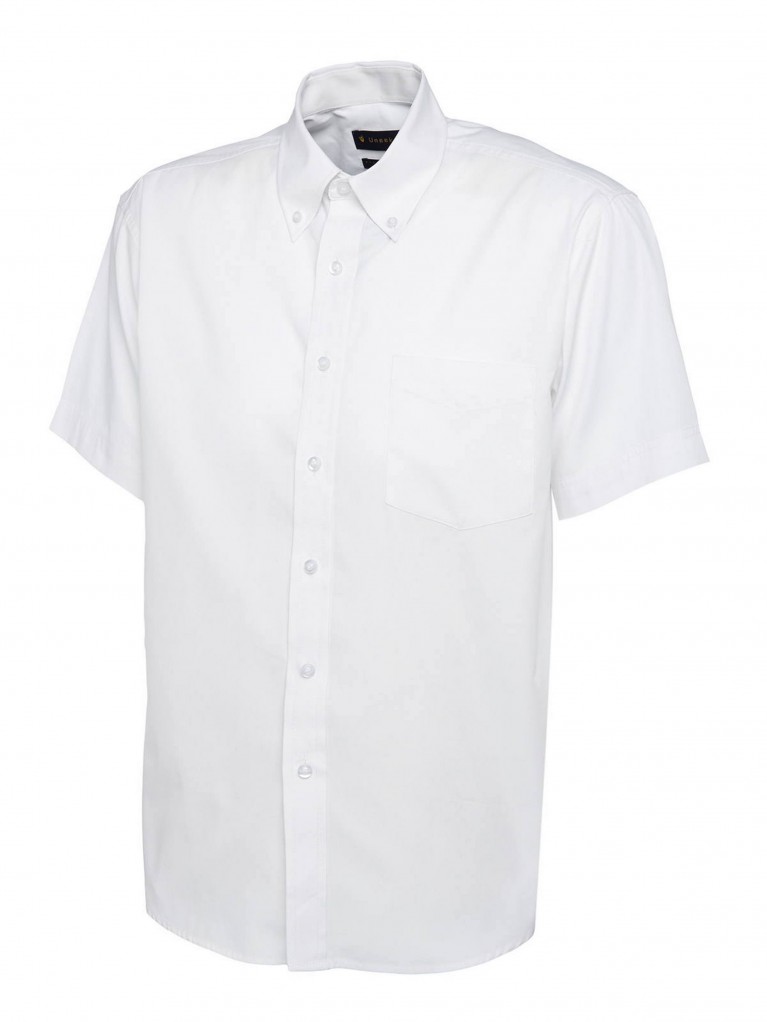 Mens Short Sleeve Pinpoint Oxford Shirt embroidered with school logo
