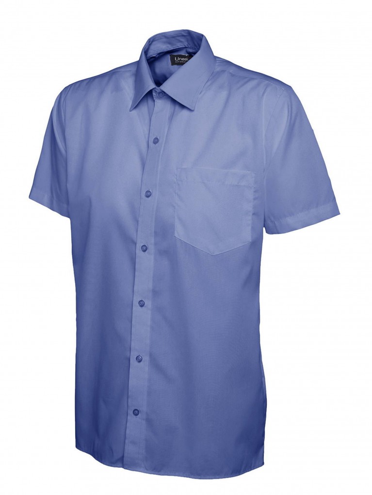 Mens Short Sleeve Poplin Shirt embroidered with school logo