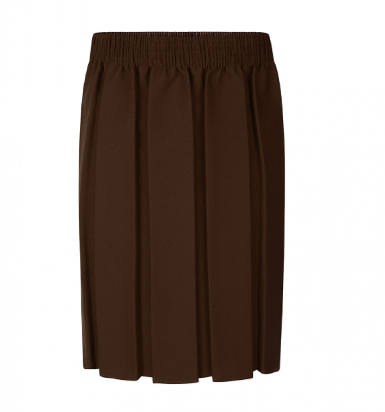 Girls Box Pleat Skirt in Brown