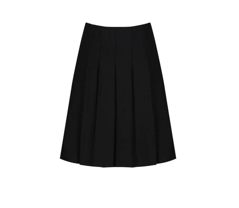 Junior Stitch Down Pleat Skirt in Black