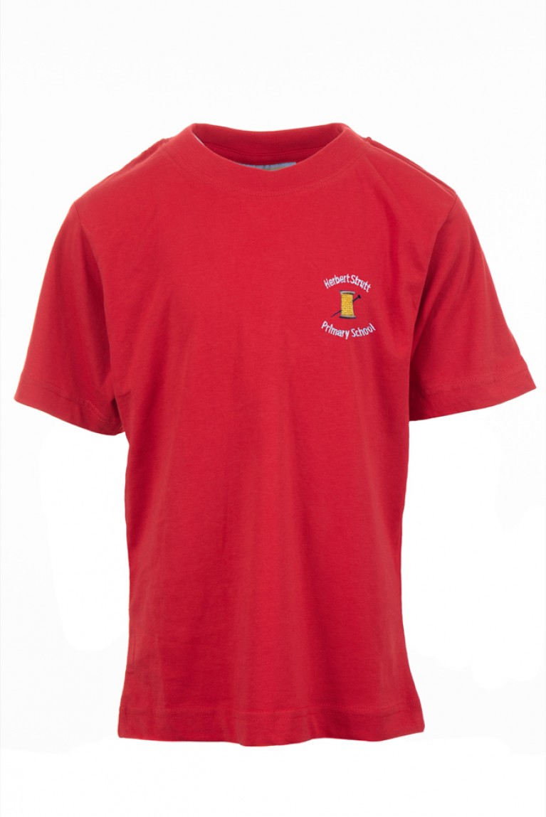 Red P.E T-shirt - with logo