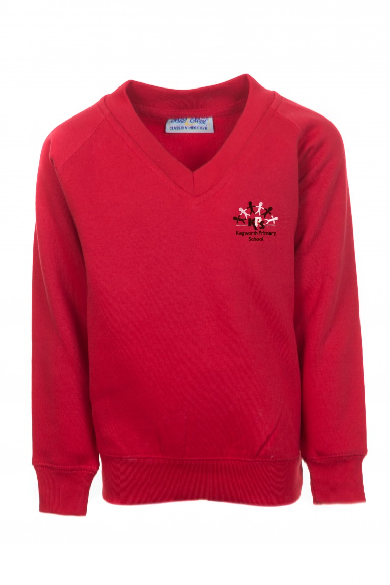 Red Classic V Neck Sweatshirt