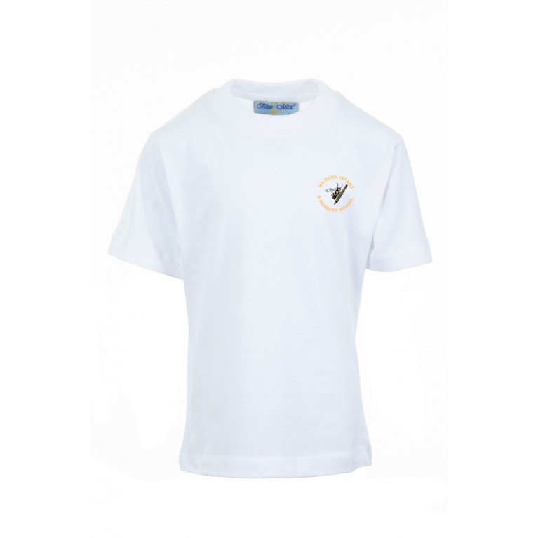White P.E T-shirt - with logo
