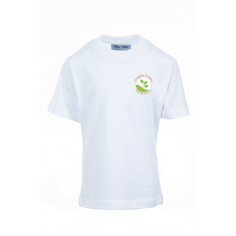 White P.E T-shirt - with logo 