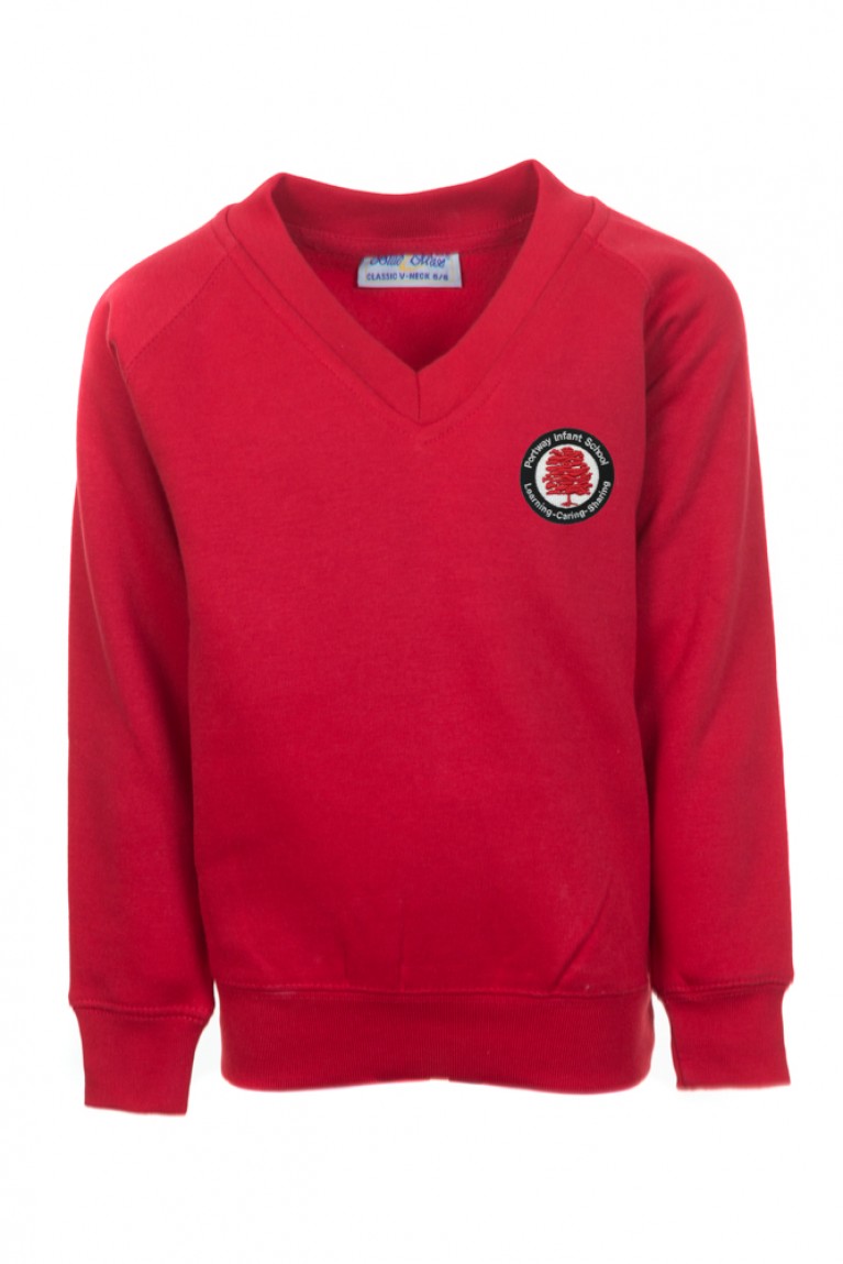 Red Classic V-Neck Sweatshirt