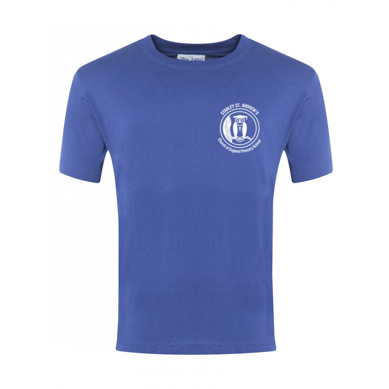 Blue P.E T-shirt - with logo
